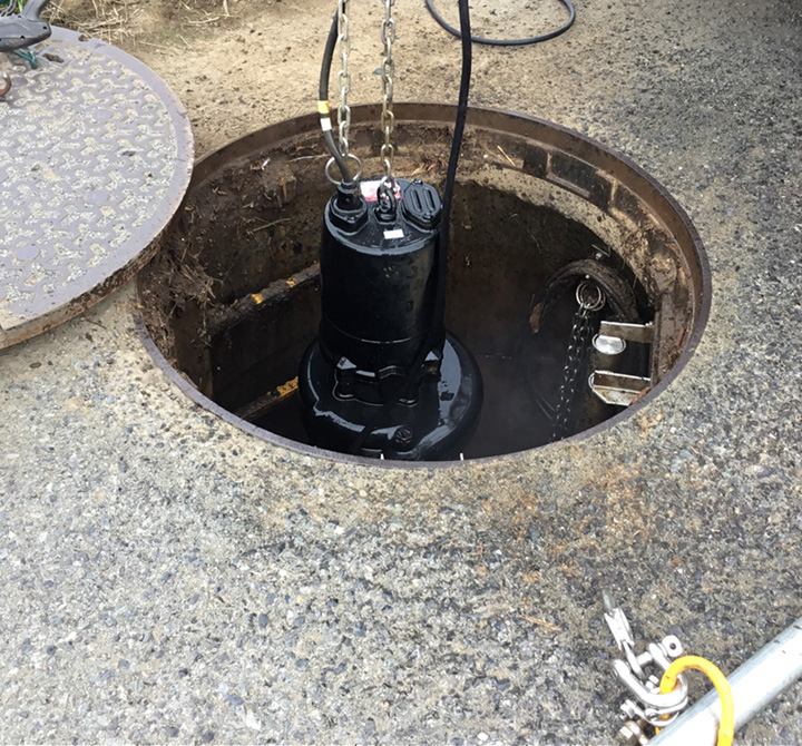 Manhole pumps for sewerage installed in manholes