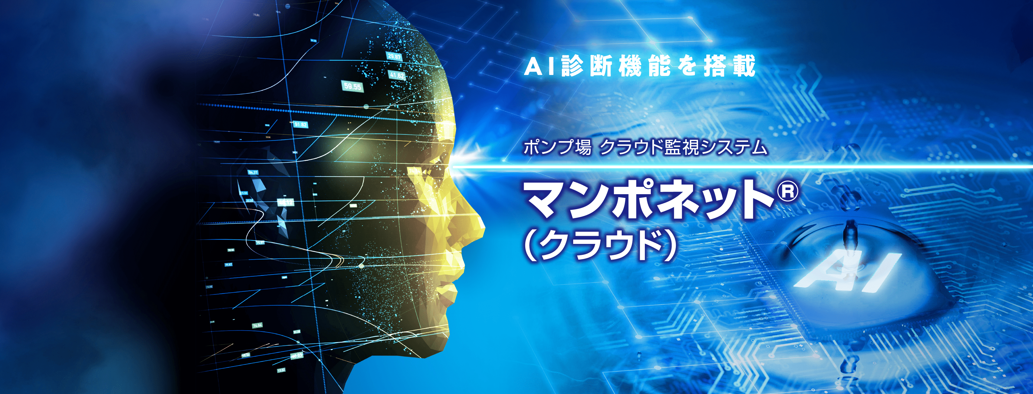 AI診断機能を搭載 ポンプ場 クラウド監視システム マンポネット®（クラウド）