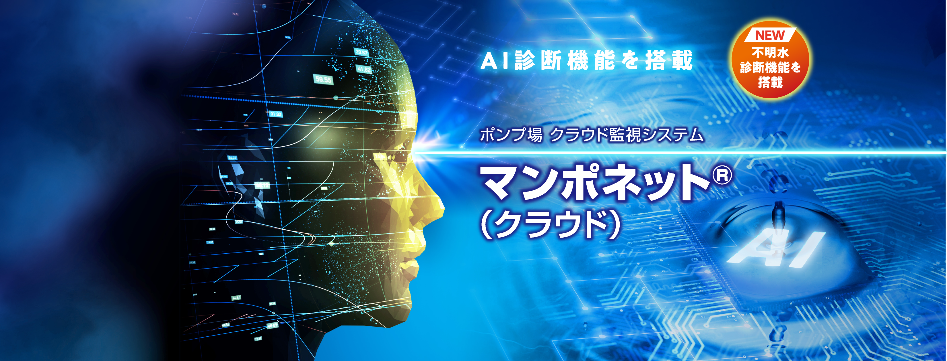 AI診断機能を搭載 ポンプ場 クラウド監視システム マンポネット®（クラウド）