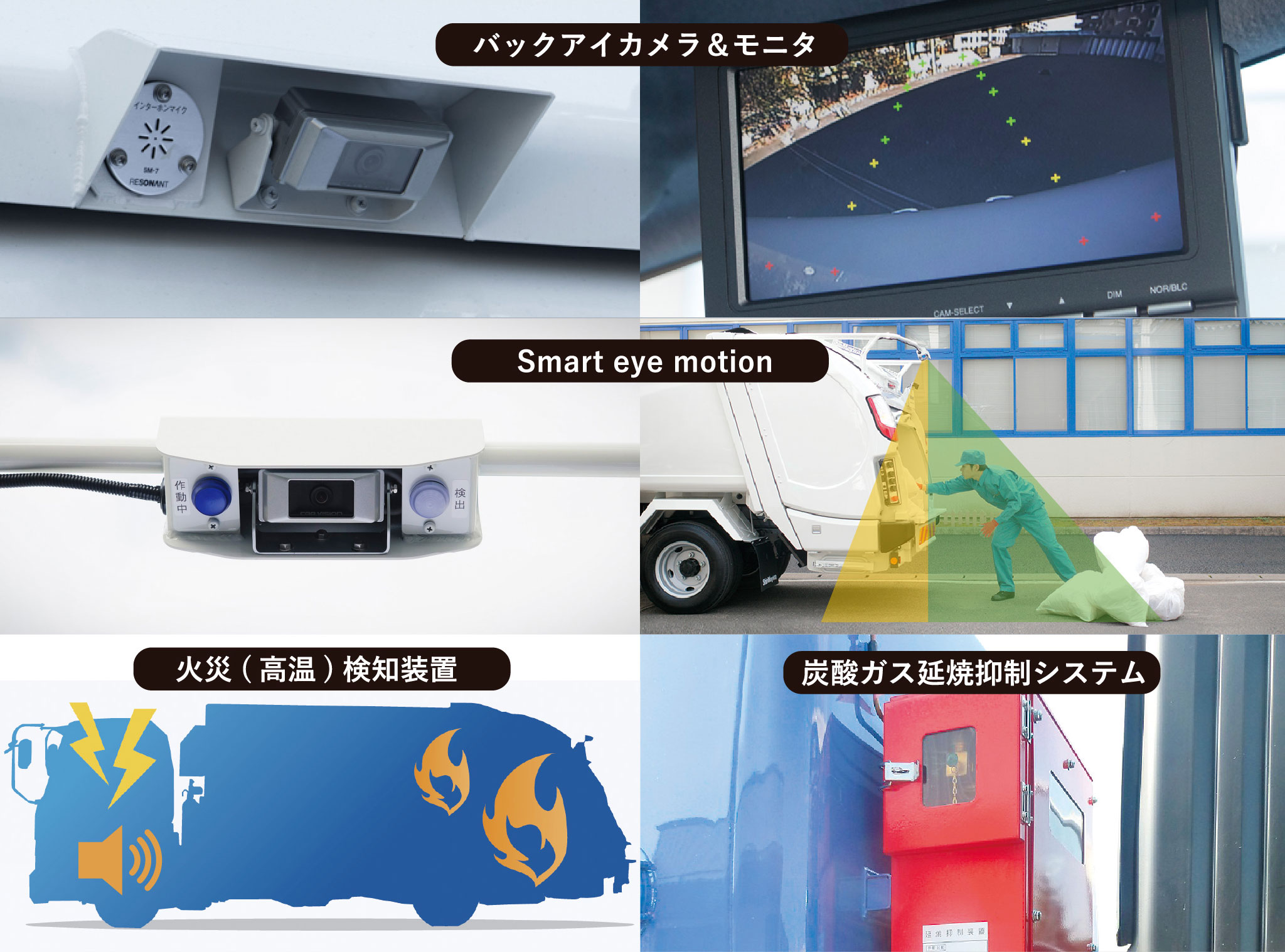 作業者のために、その家族のために。安全装備が充実。